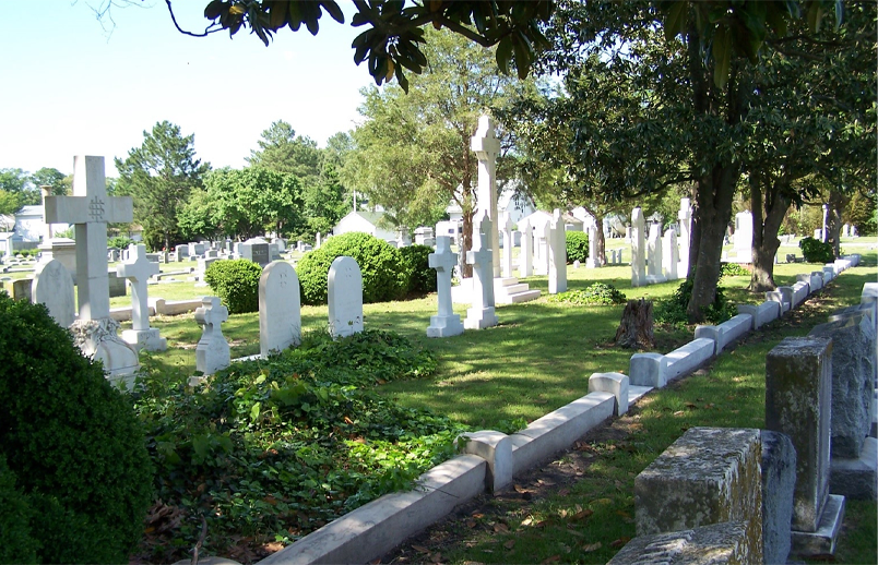Headstones in different shapes and sizes at the Parsons Cemetery