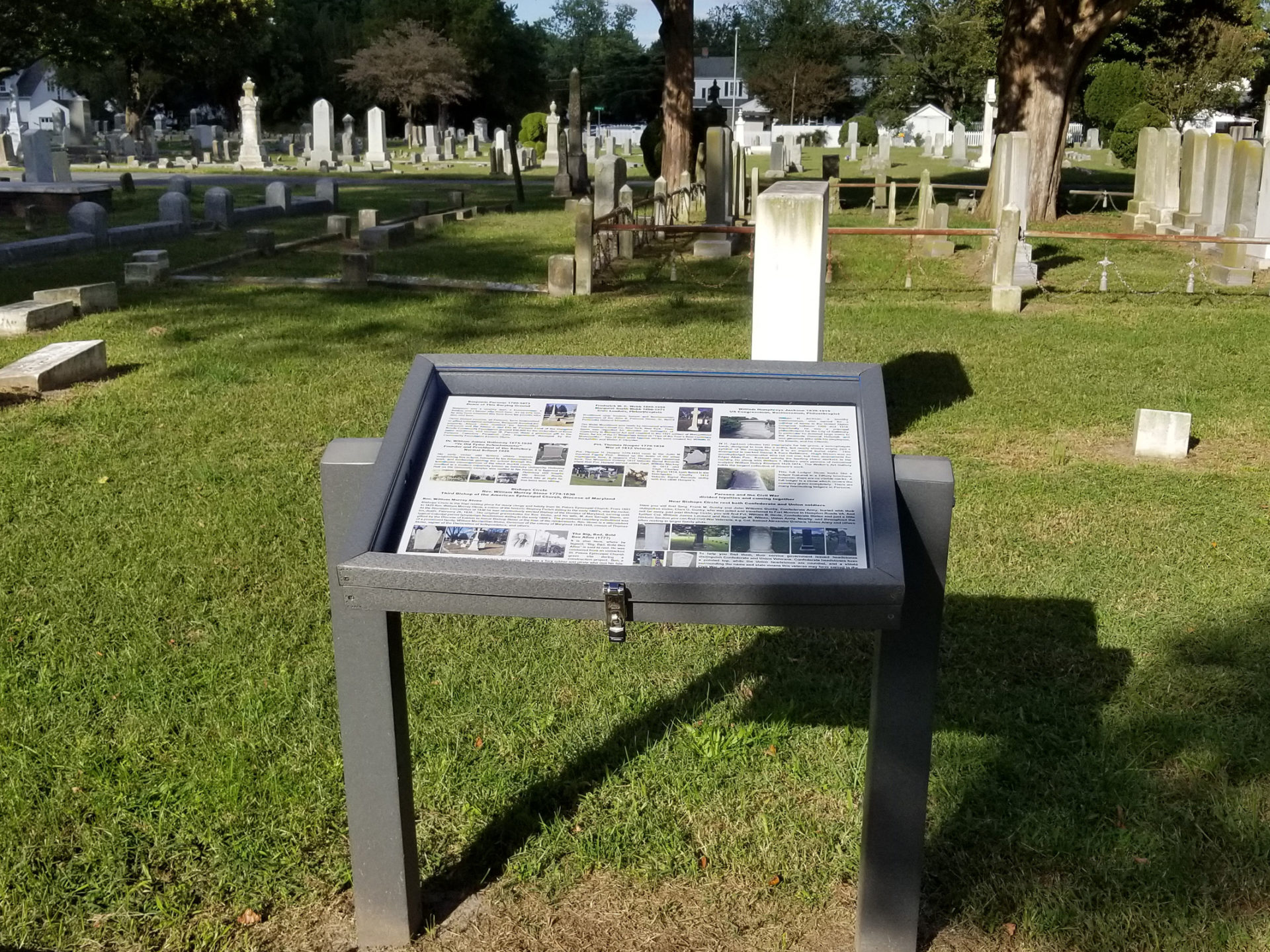Sign explaining historical graves at the Parsons Cemetery