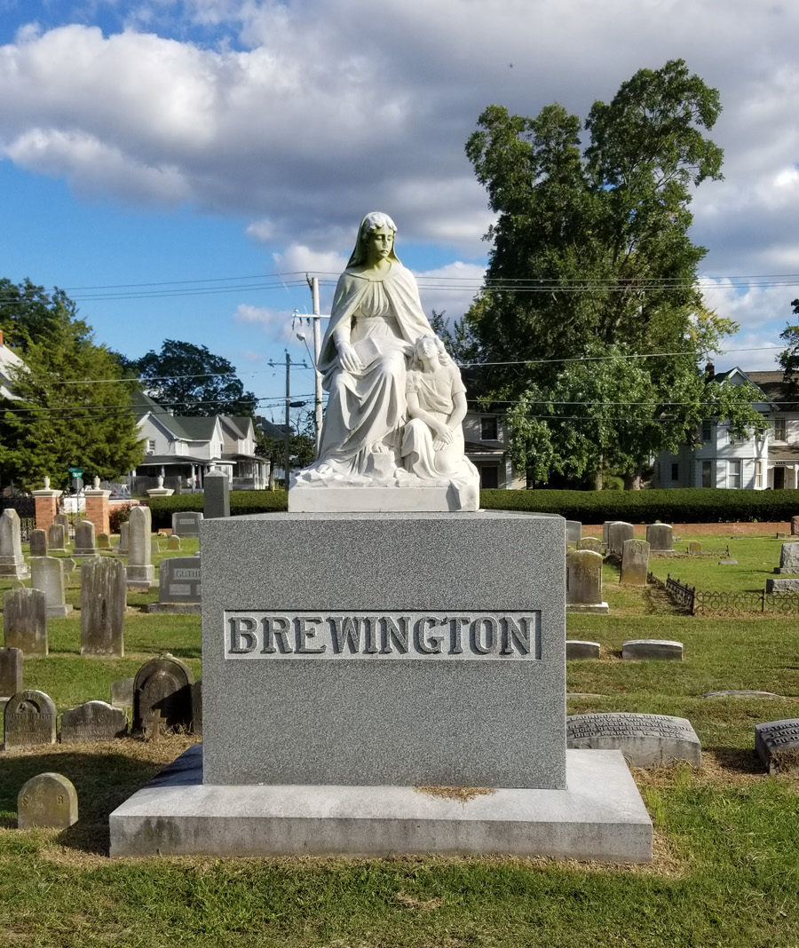 Brewington Headstone with a large statue on top