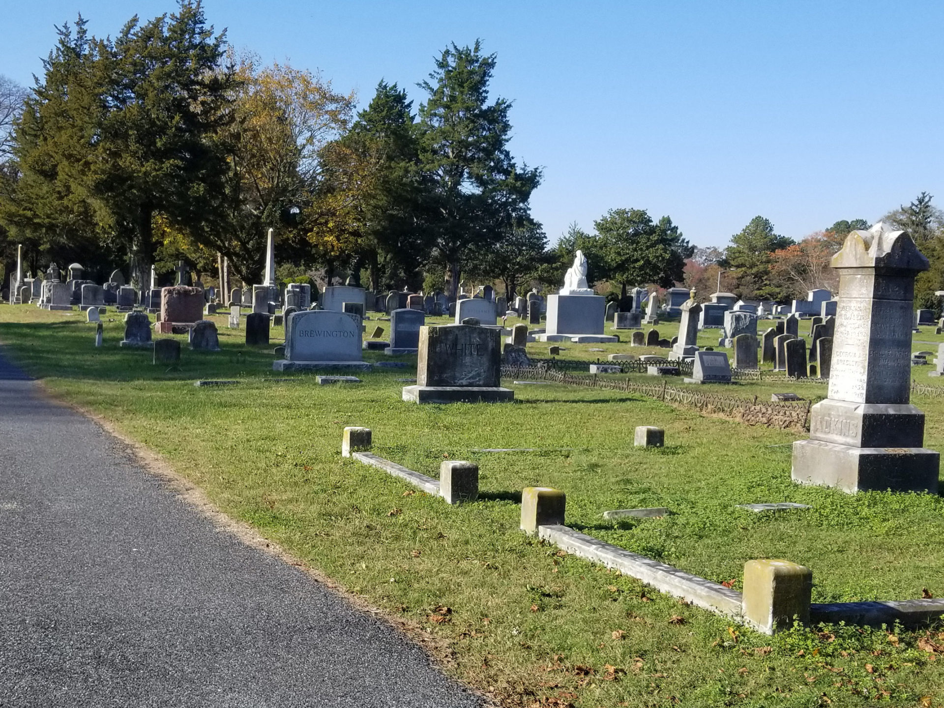 Headstones in different shapes and sizes at the Parsons Cemetery