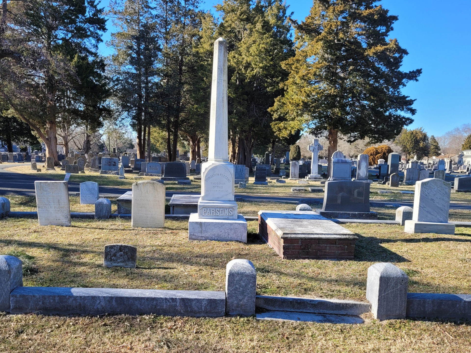 Various shapes and sizes for headstones at the Parsons Cemetery